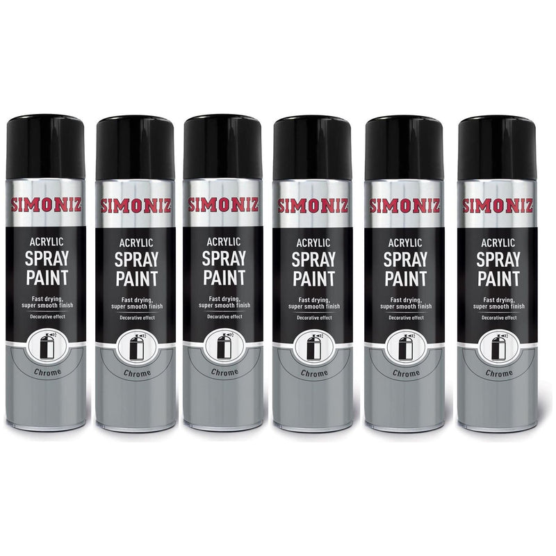 6x Simoniz Chrome Effect Aerosol High Quality Spray Paint 500ml SIMP20D Simoniz - Dynamic Drive
