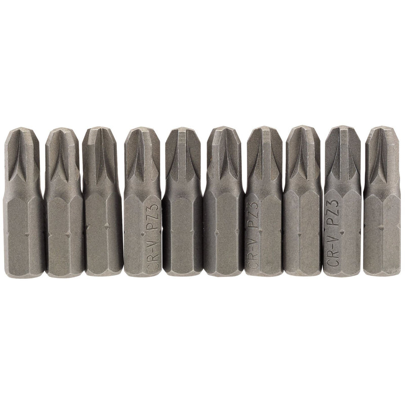 Draper PZ Type Insert Bit, 1/4" Hex, 25mm Long, No.3 (Pack of 10) 64057 Draper - Dynamic Drive