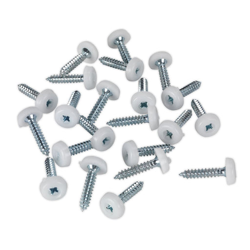 Sealey Numberplate Screw Plastic Enclosed Head 4.8 x 24mm White Pack of 50 PTNP5 Sealey - Dynamic Drive