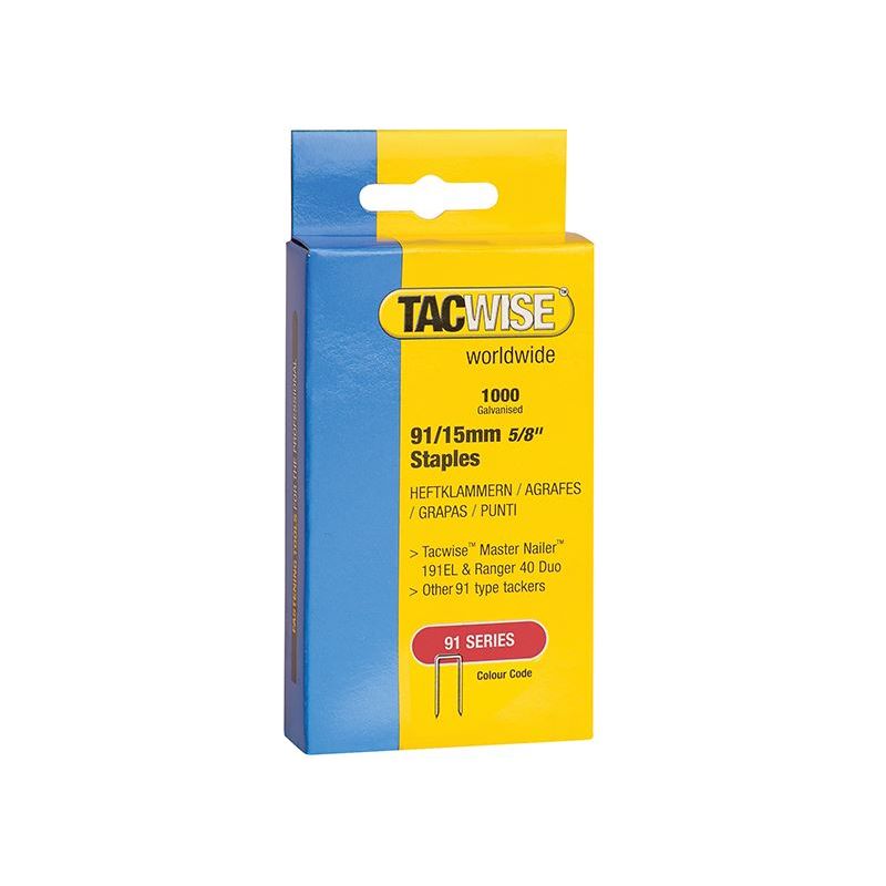 Tacwise 91 Narrow Crown Staples 40mm - Electric Tackers (Pack 1000) Tacwise - Dynamic Drive