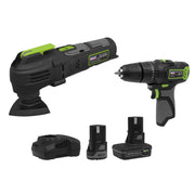 2 x SV10.8 Series Cordless Combi Drill & Multi-Tool Kit 10.8V - 2 Batteries Sealey - Dynamic Drive