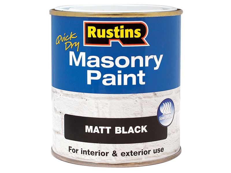 Rustins Quick Dry Masonry Paint Matt Black 500ml Rustins - Dynamic Drive