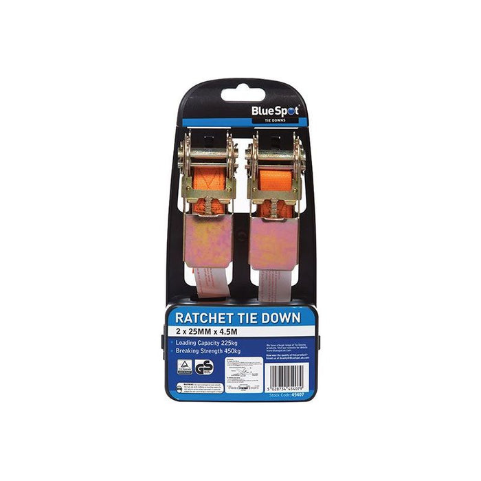 Bluespot Tools Ratchet Tie-Down Set 25mm x 4.5m BlueSpot Tools - Dynamic Drive