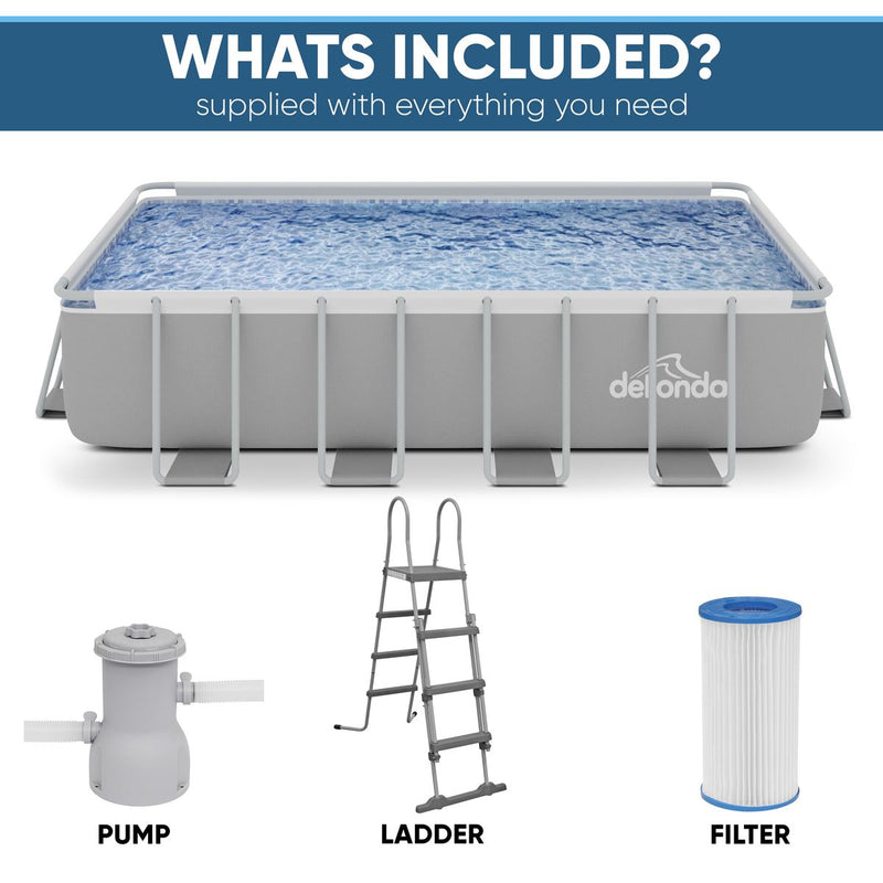 Dellonda Deluxe Steel Frame Swimming Pool with Filter Pump 18ft DL22 Dellonda - Dynamic Drive
