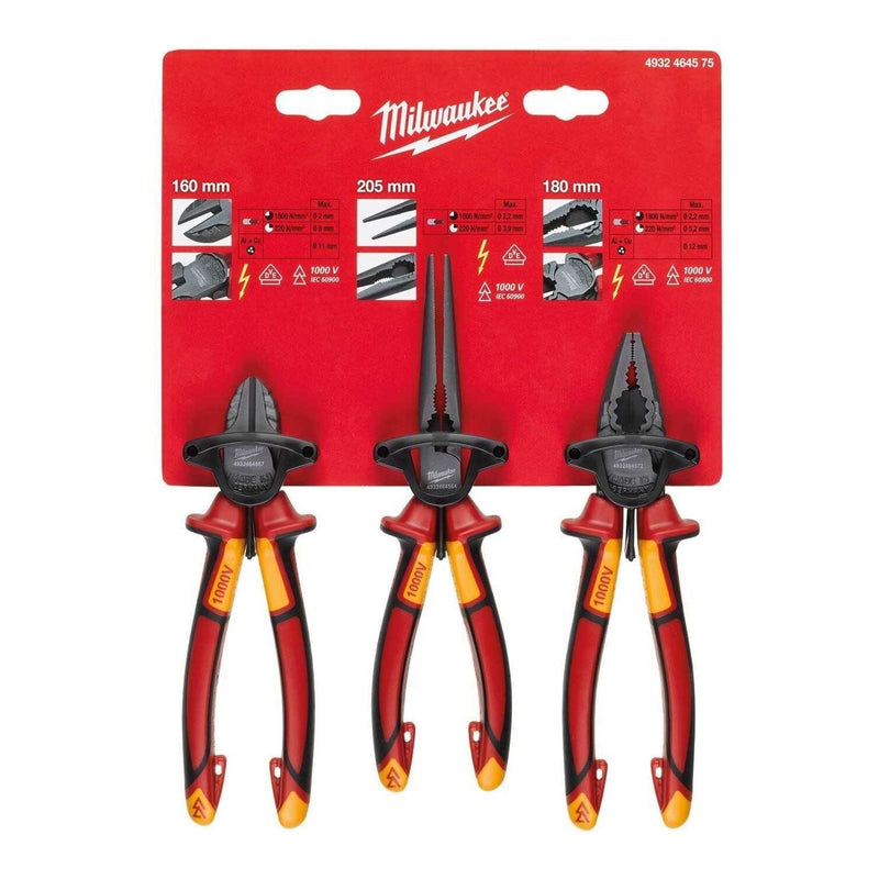 Milwaukee Vde 3Pcs Plier Set 4932464575 Milwaukee - Dynamic Drive