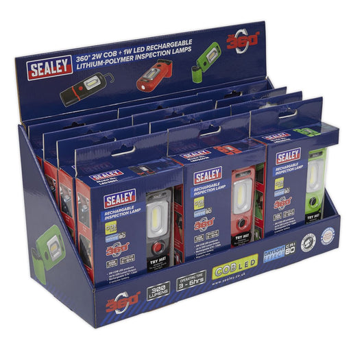 Sealey LED3601 Series Inspection Light Combination Display Pack of 12 Sealey - Dynamic Drive