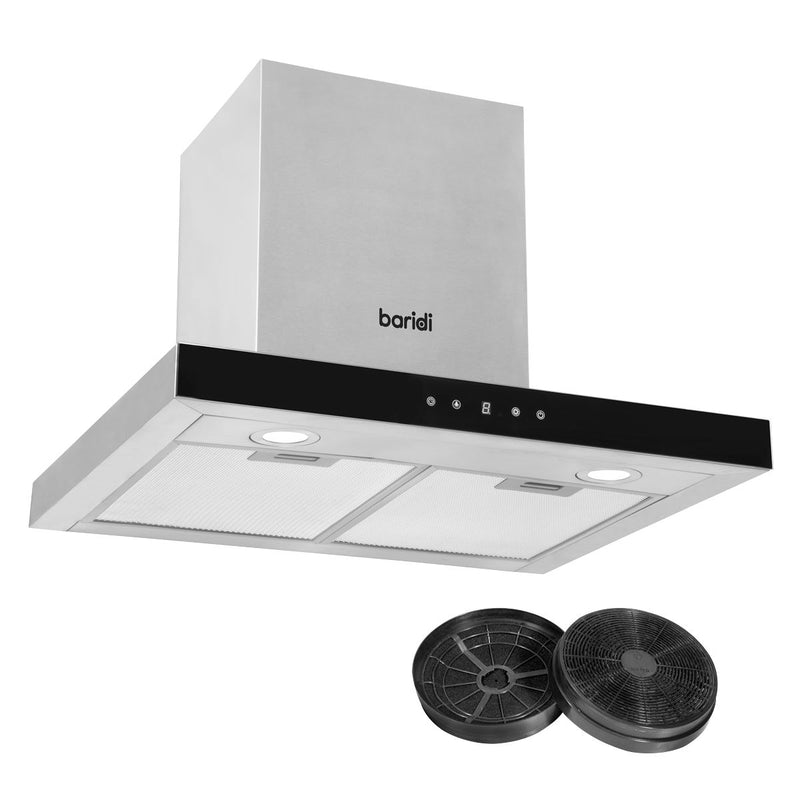 Baridi T-Shape Chimney Cooker Hood with Carbon Filters 60cm - Stainless Steel Baridi - Dynamic Drive