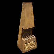 Dellonda Outdoor Chiminea Fireplace Heater Firewood Storage - Corten Steel Dellonda  - Dynamic Drive