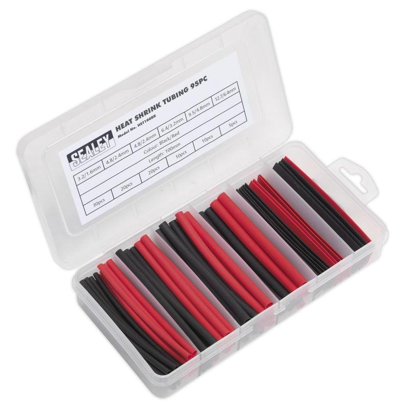 Sealey Heat Shrink Tubing Assortment 95pc 100mm Black & Red HST100BR Sealey - Dynamic Drive
