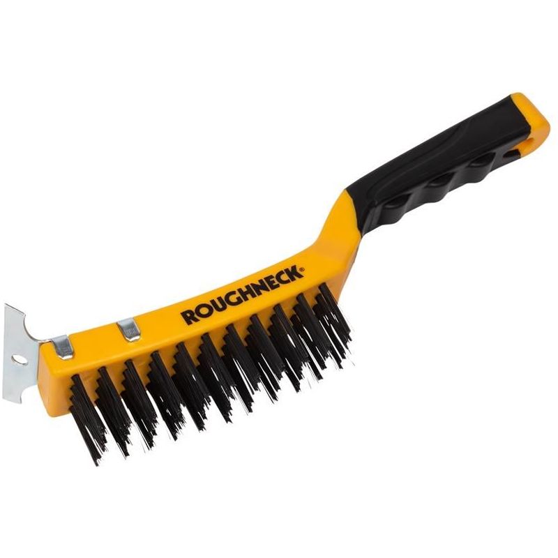 Roughneck Carbon Steel Wire Brush Soft Grip with Scraper 300mm (12in) - 4 Row Roughneck - Dynamic Drive