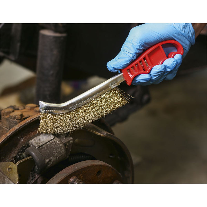 Sealey Wire Brush Brassed Steel Plastic Handle WB05/R Sealey - Dynamic Drive