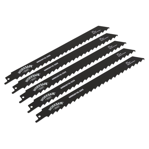 Sealey Reciprocating Saw Blade Wood 225mm 3tpi Pack of 5 WRS3019/225 Sealey - Dynamic Drive