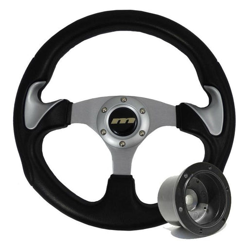 320mm Black /Silver Moulded Steering Wheel + Boss fits Fiat Cinquecento 1993> Mountney Classic  - Dynamic Drive