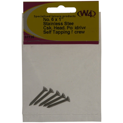 MDS1203 W4 No 6 x 1 Stainless Steel Self Tapping Counter Sunk Screw 5 pack 37736 W4 - Dynamic Drive