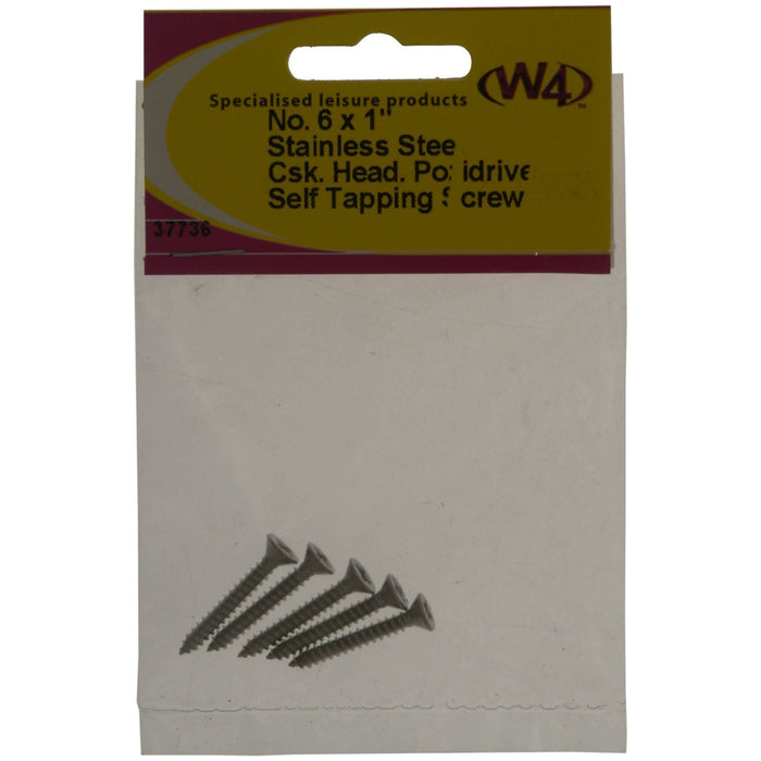 MDS1203 W4 No 6 x 1 Stainless Steel Self Tapping Counter Sunk Screw 5 pack 37736 W4 - Dynamic Drive