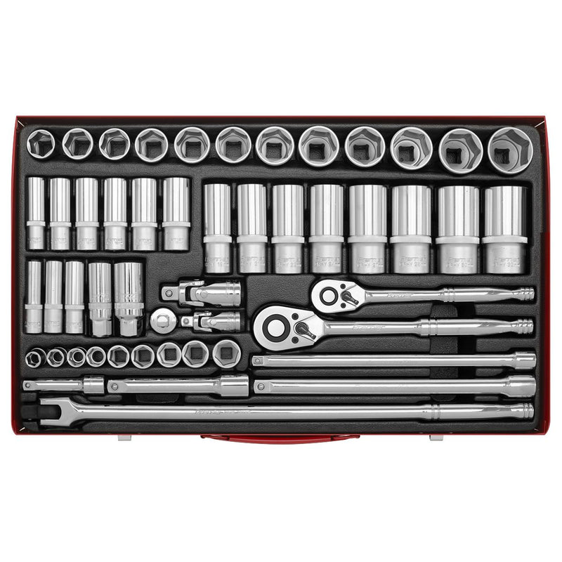 Sealey Socket Set 50pc 3/8" & 1/2"Sq Drive 6pt WallDrive Metric AK6942 Sealey - Dynamic Drive