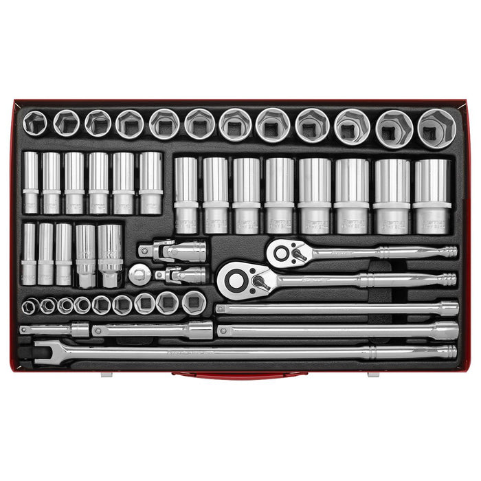Sealey Socket Set 50pc 3/8" & 1/2"Sq Drive 6pt WallDrive Metric AK6942 Sealey - Dynamic Drive