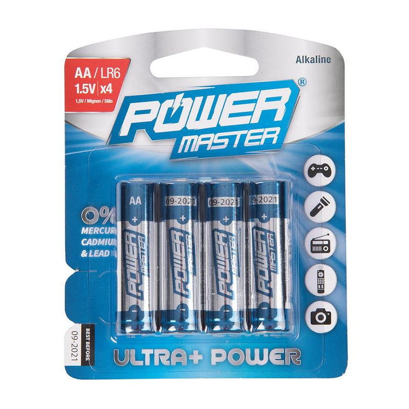 Powermaster AA Super Alkaline Battery LR6 4pk 4pk PowerMaster - Dynamic Drive