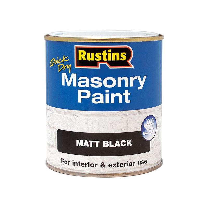 Rustins Quick Dry Masonry Paint Matt Black 250ml Rustins - Dynamic Drive