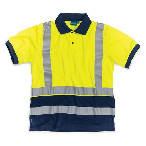 Tough Grit Hi-Vis 2-Tone Polo Shirt Yellow/Navy M Tough Grit - Dynamic Drive
