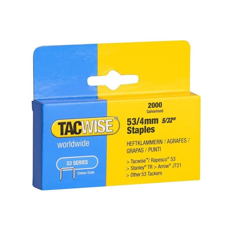 Tacwise 53 Light-Duty Staples 4mm (Type JT21 A) (Pack 2000) Tacwise - Dynamic Drive