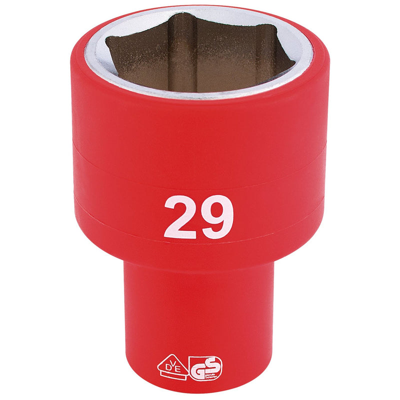 Draper Fully Insulated VDE Socket, 1/2" Sq. Dr., 29mm 31988 Draper - Dynamic Drive
