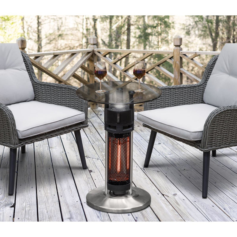 Dellonda Bistro Table with 1200W Heater - Black/Stainless Steel Dellonda  - Dynamic Drive