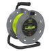 Sealey 25m Cable Reel with Thermal Trip 4 x 230V - Hi-Vis Green BCR25G Sealey - Dynamic Drive