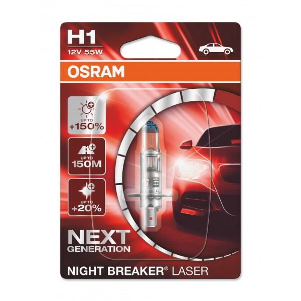 Osram Performance Bulbs - H1 +150% More Brightness - (448) P14.5 - Halogen - NIGHT BREAKER LASER Osram  - Dynamic Drive