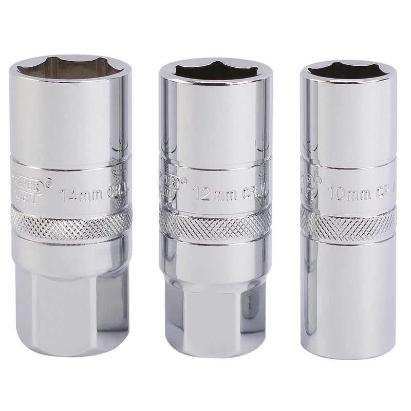 Draper Spark Plug Socket Set, 1/2" Sq. Dr. (3 Piece) 16784 Draper - Dynamic Drive