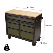 Draper BUNKER Workbench Roller Tool Cabinet, 7 Drawer, 41", Green 08221 Draper - Dynamic Drive