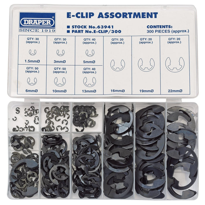 Draper E-Clip Assortment (300 Piece) 63941 Draper - Dynamic Drive