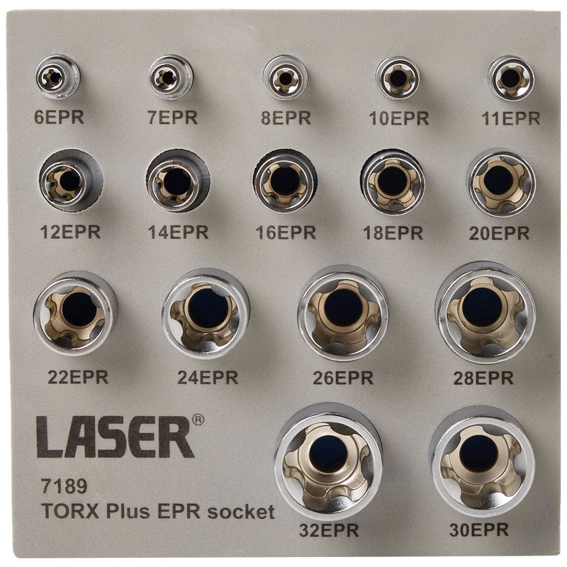 Laser Torx Plus EPR Socket Set 1/4"D, 3/8"D, 1/2"D 16pc 7189 Laser - Dynamic Drive