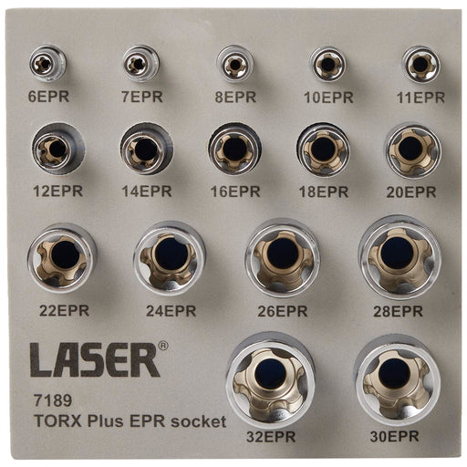 Laser Torx Plus EPR Socket Set 1/4"D, 3/8"D, 1/2"D 16pc 7189 Laser - Dynamic Drive