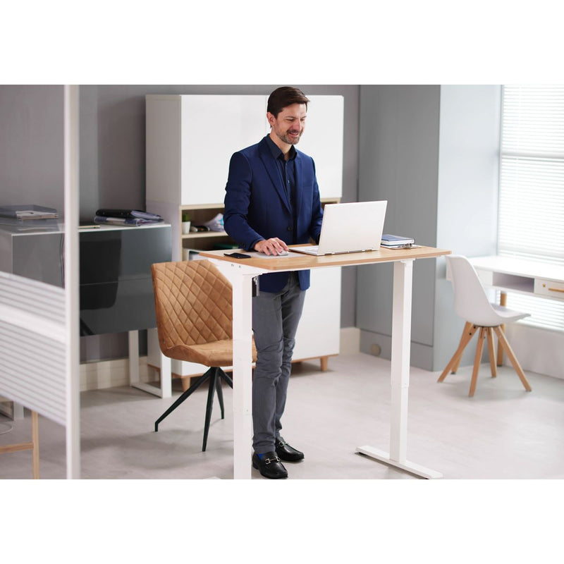 Dellonda Single Motor Adjustable-Height Electric Sit/Stand Desk - Oak Desktop Dellonda - Dynamic Drive
