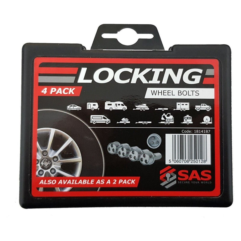 SAS Security 4 Locking Wheel Bolts M12 X 1.5 Caravan Trailer Motorhome SAS  - Dynamic Drive