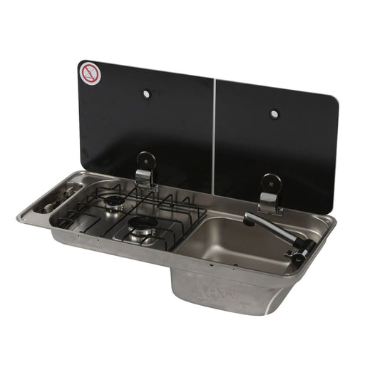 CAN Randi Hob & RH Sink 716 x 340mm (Double Glass Lid / 2 Burners / Piezo) CAN - Dynamic Drive