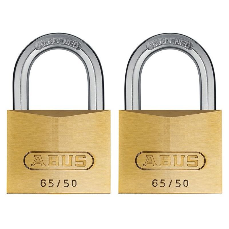 Abus Mechanical 65/50mm Brass Padlock Twin Pack Carded ABUS Mechanical - Dynamic Drive