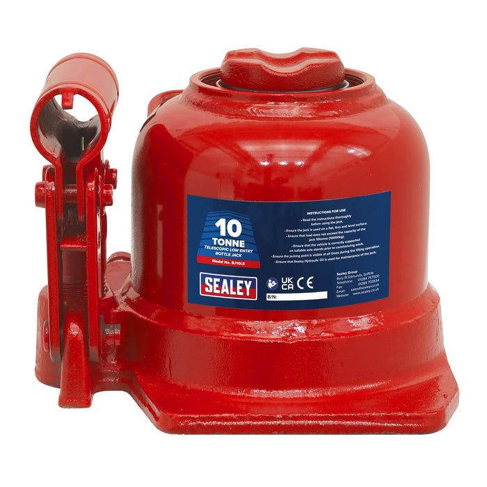 Sealey Bottle Jack 10tonne Low Entry Telescopic BJ10LE Sealey  - Dynamic Drive