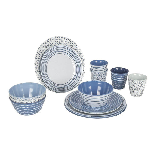Bo-Camp Tableware Mix & Match Melamine 16 Pieces Blue/White Bo-Camp - Dynamic Drive