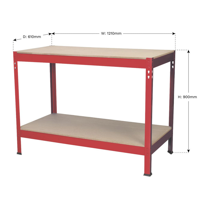 Sealey Workbench 1.2m Steel Wooden Top AP1210 Sealey - Dynamic Drive