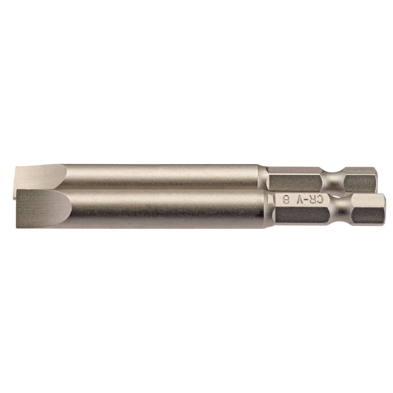 Draper Plain Slot Insert Bit, 8mm, 1/4" Hex, 75mm Long (Pack of 2) 64310 Draper - Dynamic Drive