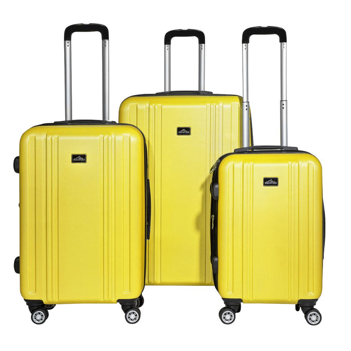 Dellonda 3-Piece Lightweight ABS Luggage Set with TSA Lock - Yellow Dellonda  - Dynamic Drive