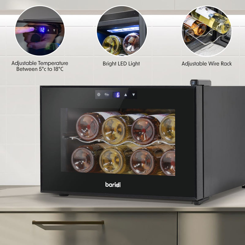 Baridi 8 Bottle Tabletop Wine Fridge & Cooler DH218 Baridi - Dynamic Drive