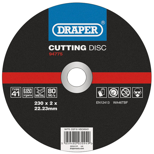 Draper Metal Cutting Disc, 230 x 2 x 22.23mm 94775 Draper - Dynamic Drive