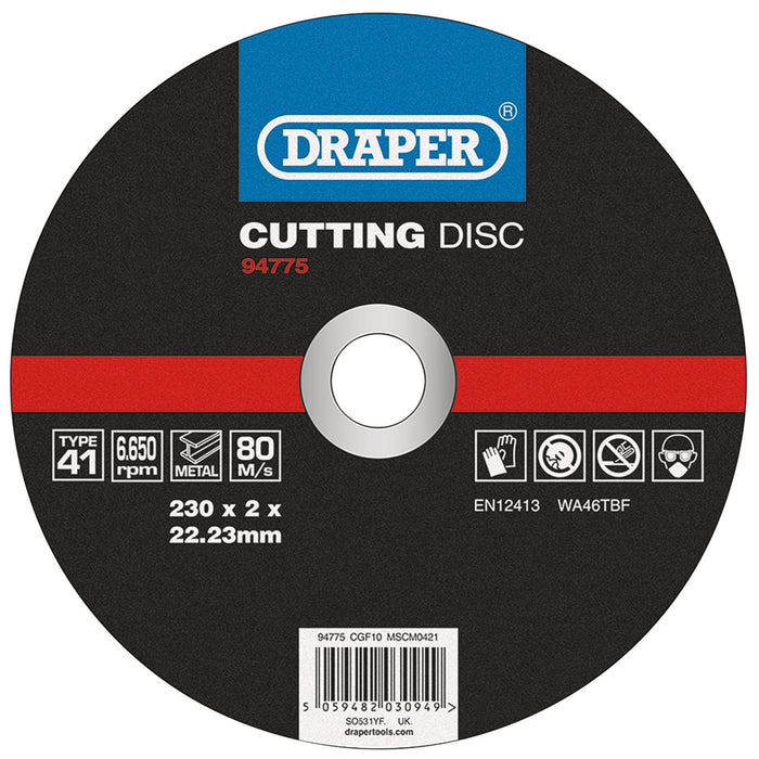 Draper Metal Cutting Disc, 230 x 2 x 22.23mm 94775 Draper - Dynamic Drive