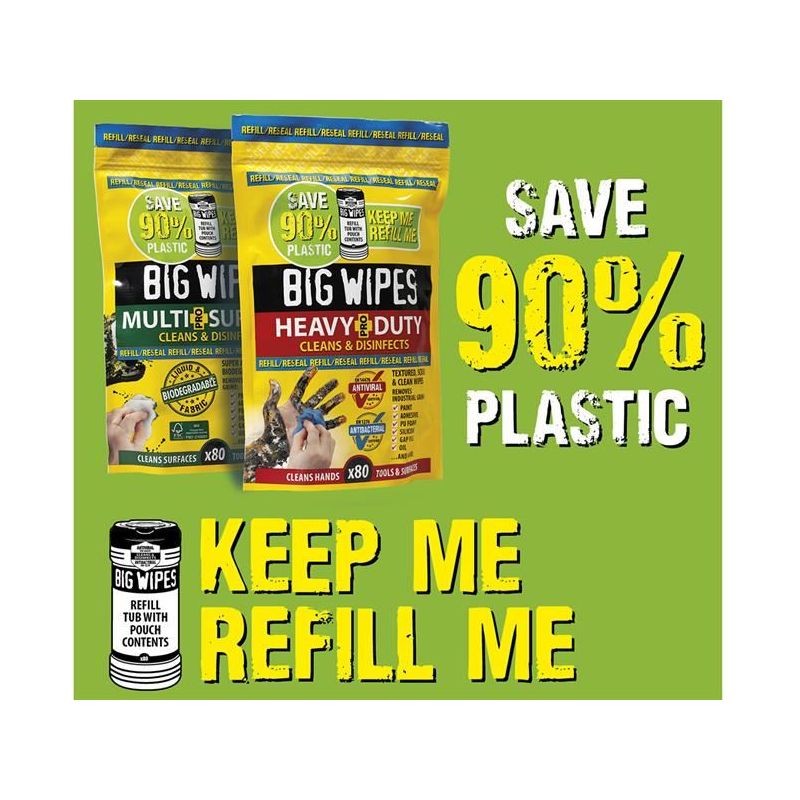 Big Wipes Multi-Surface Bio Pro+ Antiviral Wipes (Refill Pouch 80 Wipes) Big Wipes - Dynamic Drive