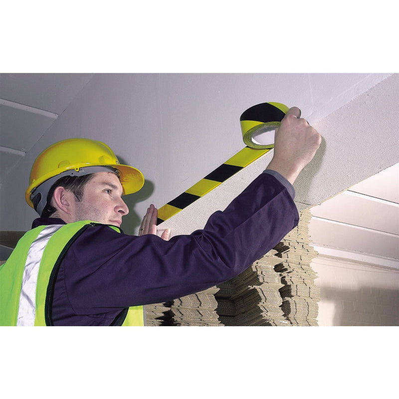 Draper Adhesive Hazard Tape Roll, 33m x 50mm, Black and Yellow 63382 Draper - Dynamic Drive