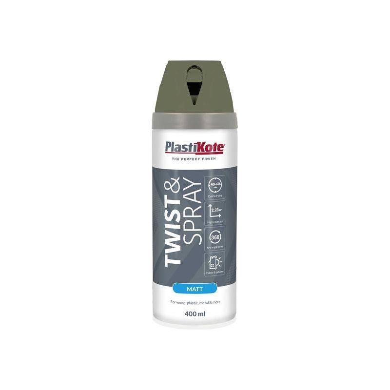 Plastikote Twist & Spray Matt 400ml Olive Green PlastiKote - Dynamic Drive