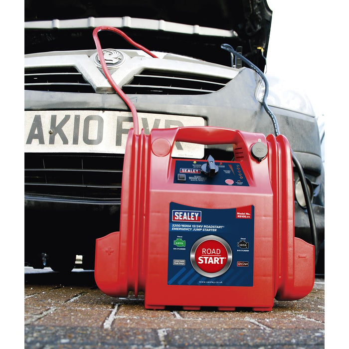 Sealey RoadStart® Emergency Jump Starter 12/24V 3200/1600 Peak Amps Sealey  - Dynamic Drive